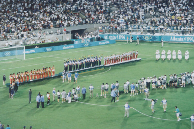 The football tournament at the 1996 Olympics was hosted by the United States of America from 20 July to 3 August at 6 different venues of which 5 were in host cities.